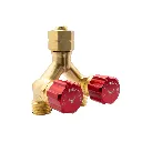 [647-40015] Brass Y Piece Adaptor with Valves - Inlet 5-8-18 UNF LH Female - Outlet 2 x 5-8-18 UNF LH Male_2_Web.webp
