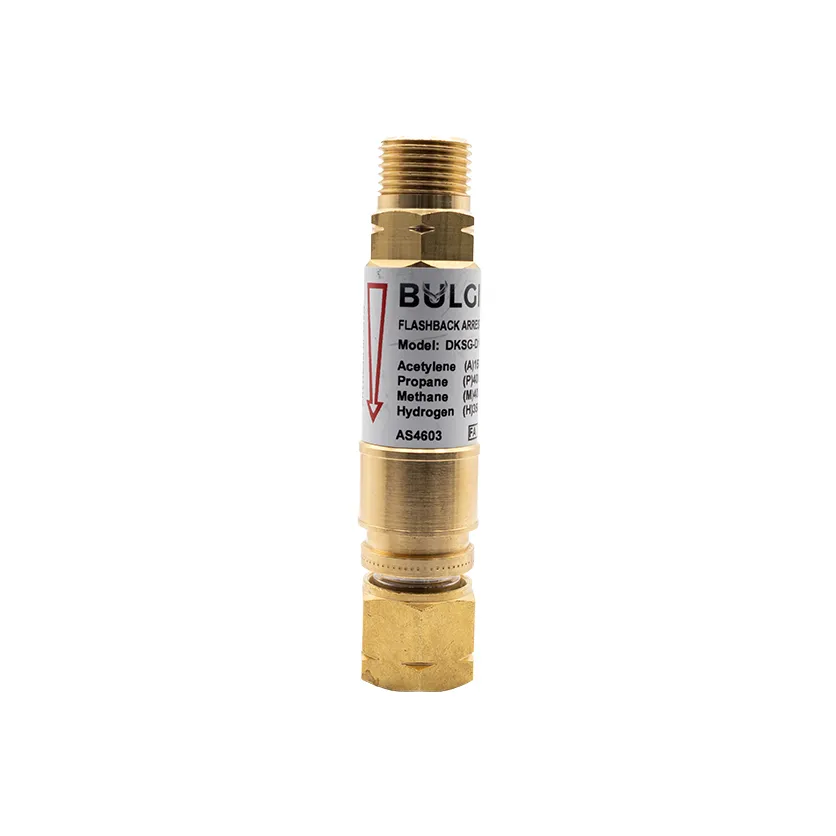 Bulgin Flashback Arrestor Fuel Gas Standard Flow (DKSG-D1-F) Q/A Coupler Torch End - 5/8"-18 UNF LH