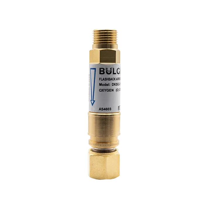 Bulgin Flashback Arrestor Oxygen Standard Flow (DKSG-D1-O) Q/A Coupler Torch End - 5/8"-18 UNF RH