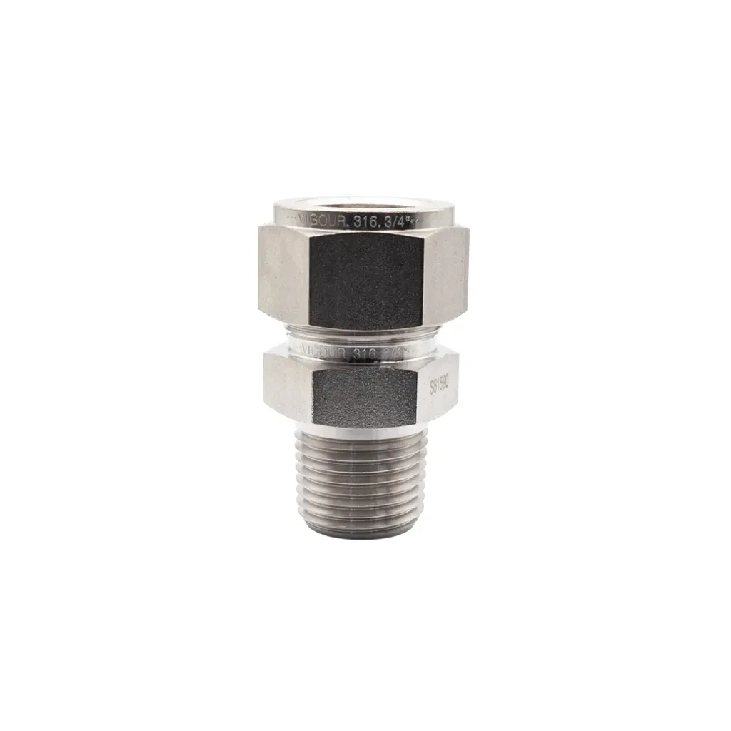SS316 Male Connector 1/2" NPT (M) to 3/4" Compression
