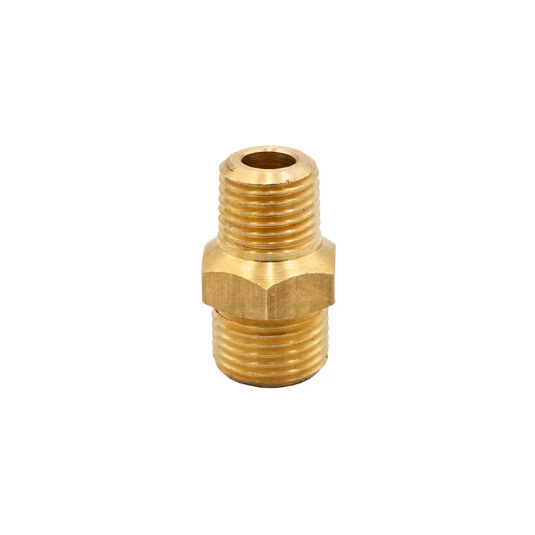 [674-25002] Brass Nipple Adaptor 1/4" NPT Male to 5/8"-18 UNF Male RH