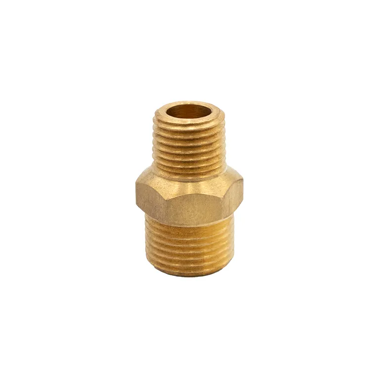 [674-25004] Brass Nipple Adaptor 1/4" NPT Male to 3/8" RH BSP Male