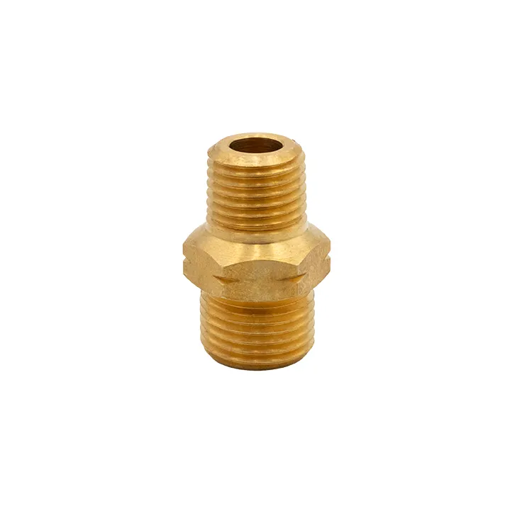 [674-25005] Brass Nipple Adaptor 1/4" NPT Male to 3/8" LH BSP Male
