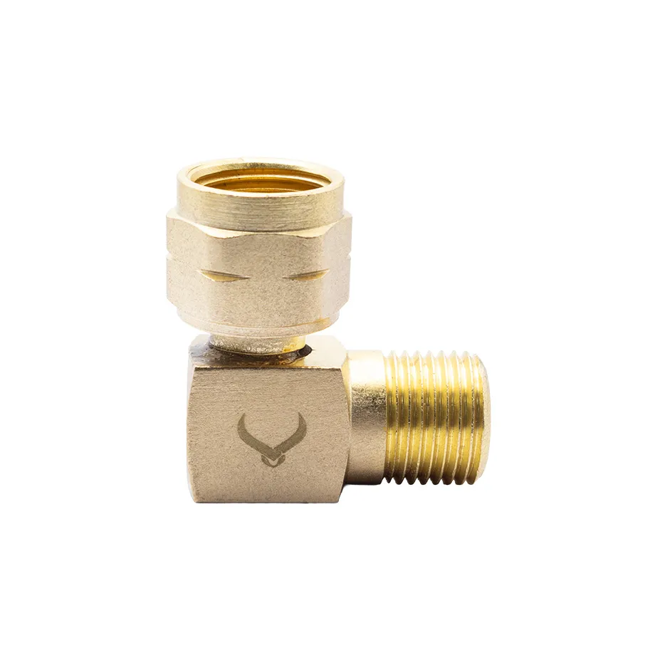 Brass Hose Adaptor 5/8"-18 UNF LH Female - 5/8"-18 UNF LH Male 90 degree