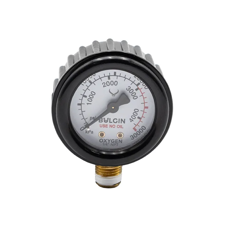 [655-00001] Bulgin® Pressure Gauge OXYGEN 0-30,000kPa 1/4" NPT Male Bottom Entry