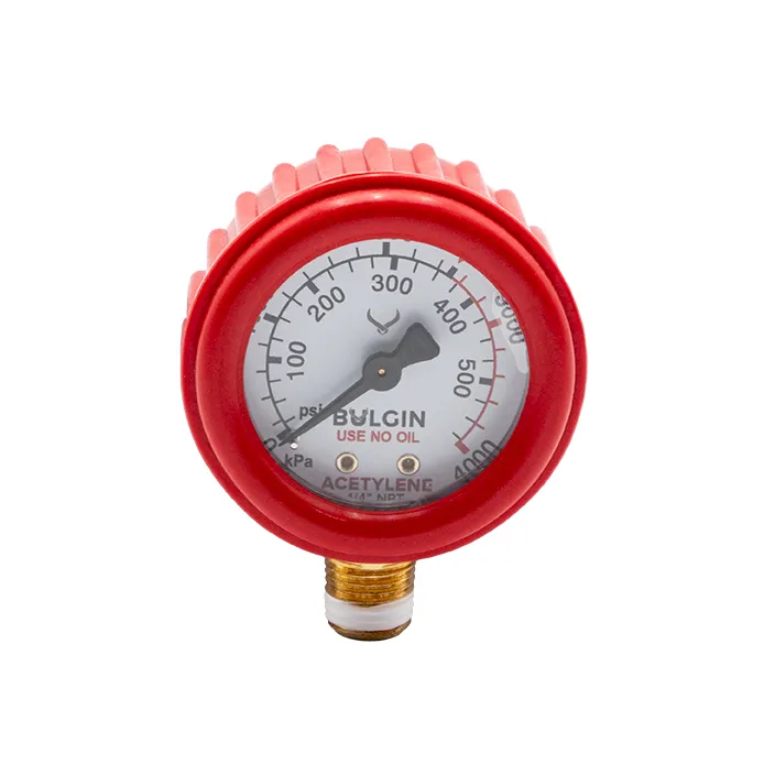 [655-00003] Bulgin Pressure Gauge ACETYLENE 0-4,000kPa 1/4" NPT Male Bottom Entry