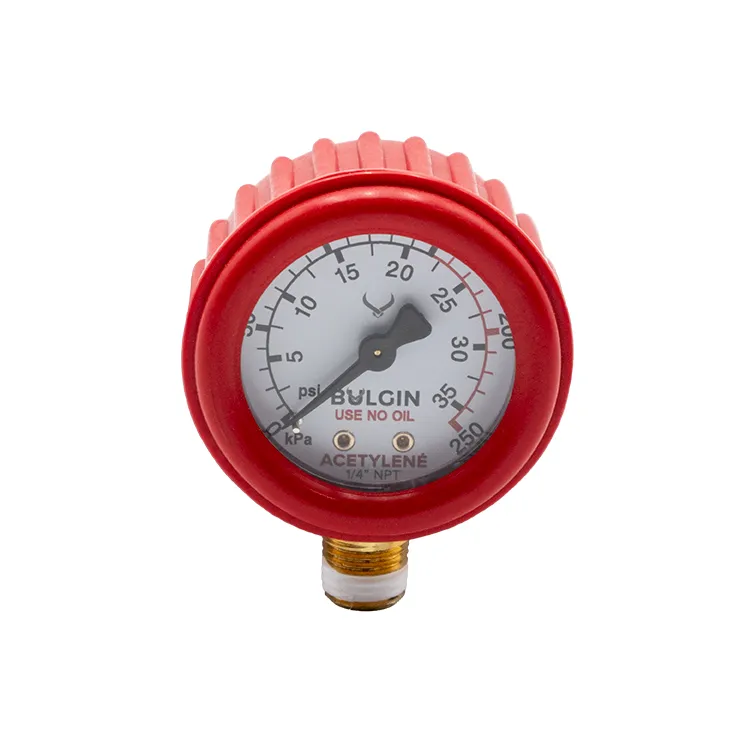 Bulgin Pressure Gauge ACETYLENE 0-250kPa 1/4" NPT Male Bottom Entry